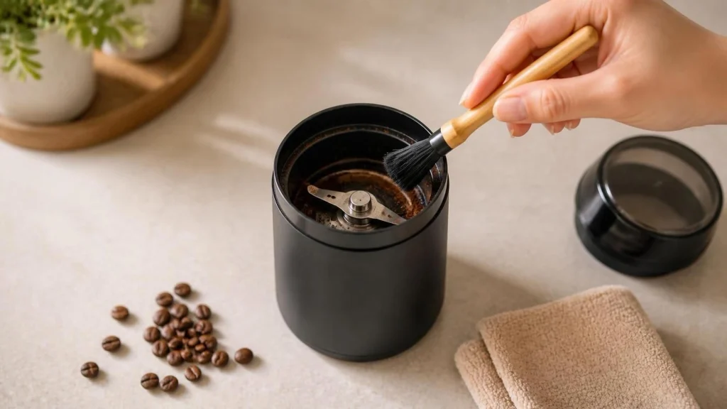 How to clean a blade coffee grinder with a brush